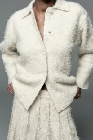 CHAQUETA PUNTO COMBINADA ENCAJE