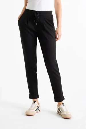 Pantalón de punto - mid waist - tapered fit