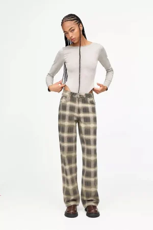 Pantalón recto cuadros