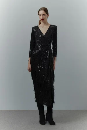 Vestido largo flecos