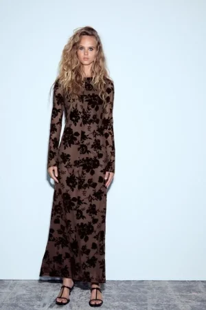 VESTIDO LARGO TUL FLOCADO