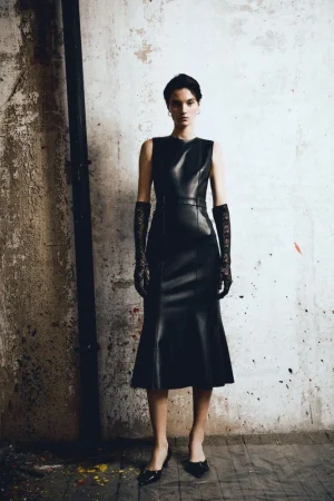 Vestido midi efecto piel