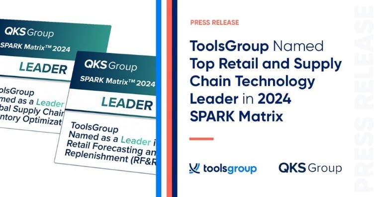 ToolsGroup es reconocido como líder tecnológico por QKS Group en SPARK Matrix™ 2024