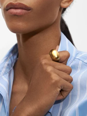 Anillo Convexo Baño de Oro 18k