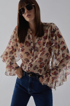 Blusa volantes estampada