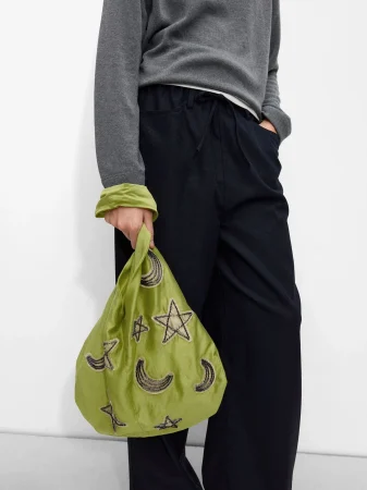 Bolso de Hombro de Tejido con Cuentas