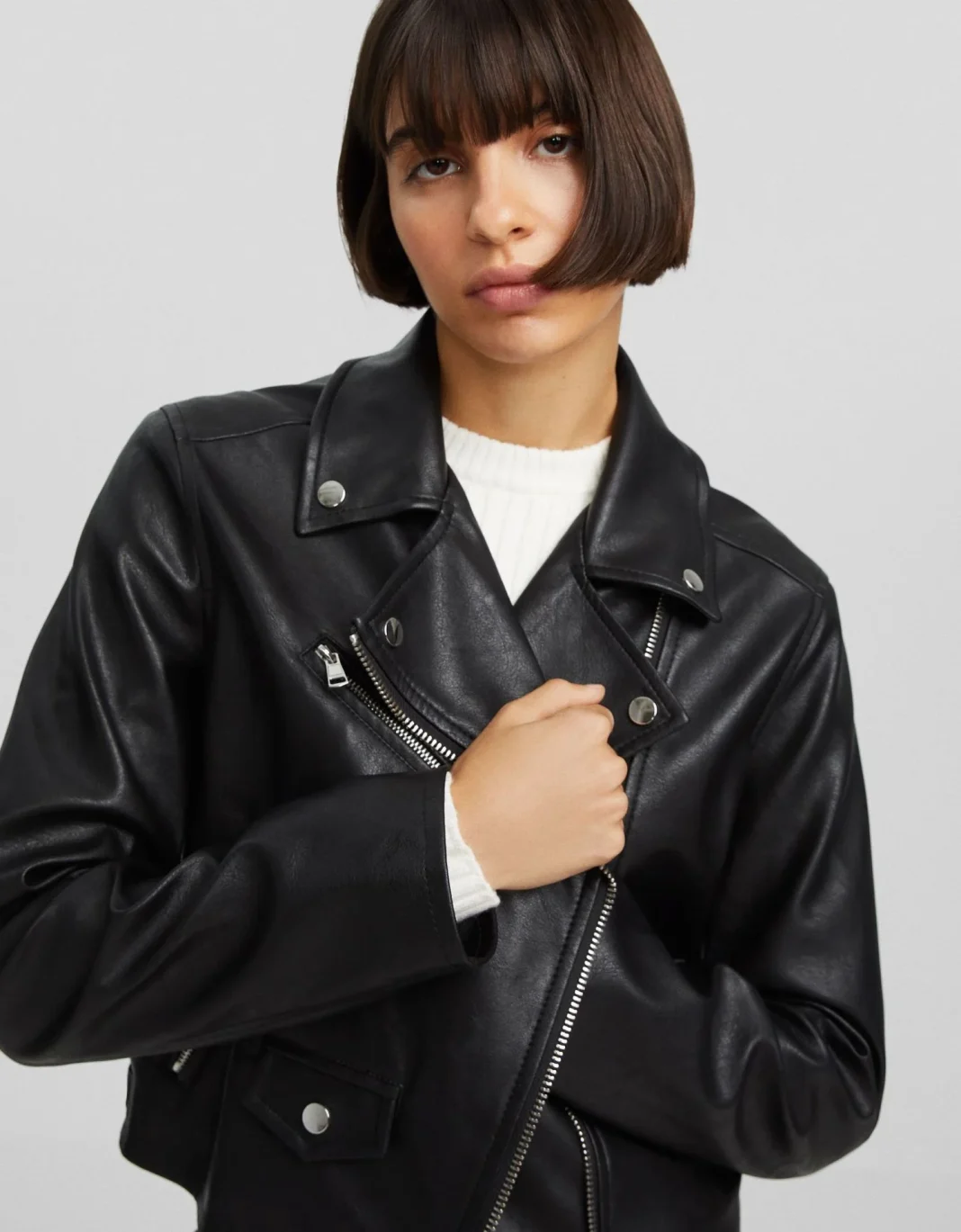 Cazadora biker efecto piel