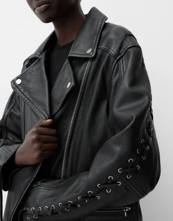 Cazadora biker piel lazada