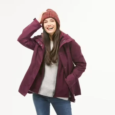 Chaqueta de montaña y trekking 3 en 1 impermeable Mujer Forclaz Travel 100