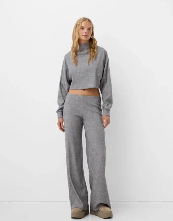 Pantalón wide leg rib soft touch