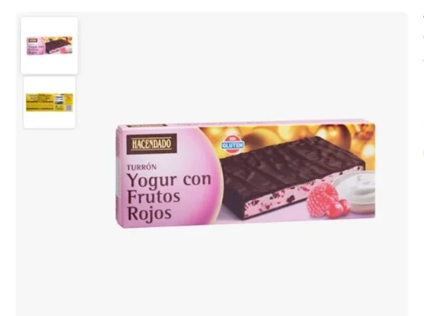 Turrón de chocolate negro con yogur y frutos rojos Hacendado