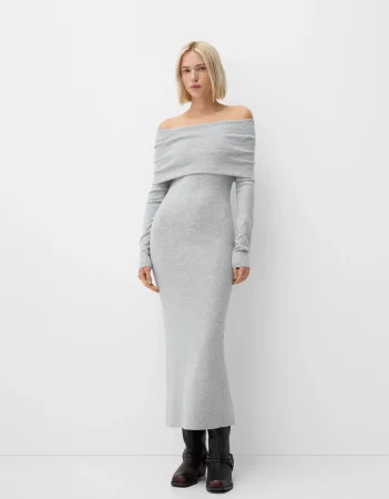 Vestido midi punto bardot