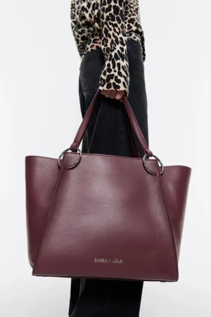 Bolso shopper grande piel burdeos