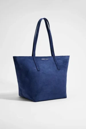 Bolso shopper L serraje azul oscuro
