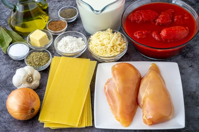 Ingredientes que vas a necesitar para elaborar la lasaña de pollo