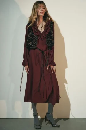 VESTIDO MIDI VOLANTES ZW COLLECTION