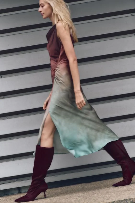 VESTIDO SATINADO MIDI TIE DYE