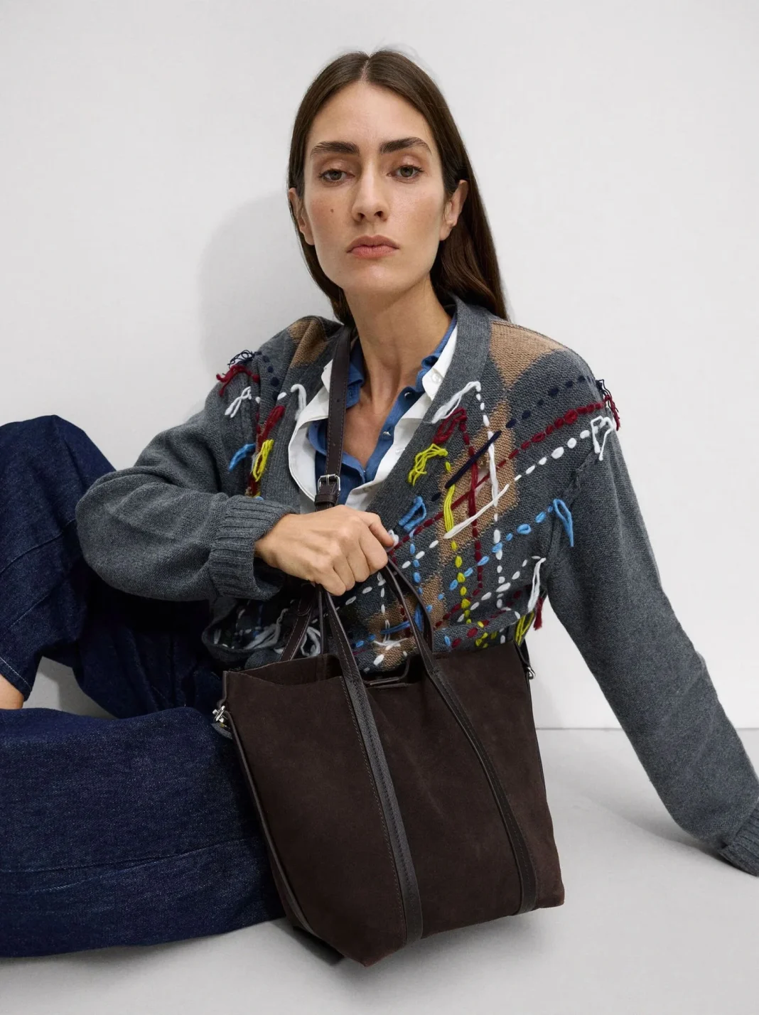 Bolso tote de piel con Bolso removible
