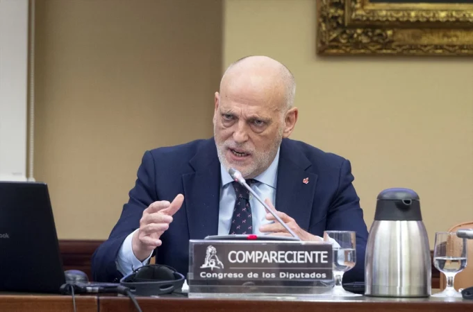 El presidente de LaLiga, Javier Tebas, durante la Comisión de Igualdad, en el Congreso de los Diputados, a 28 de enero de 2025, en Madrid (España). Durante la comisión, se tratan asuntos como la subcomisión relativa a la lucha contra los discursos de odio. (Fuente: agencias)