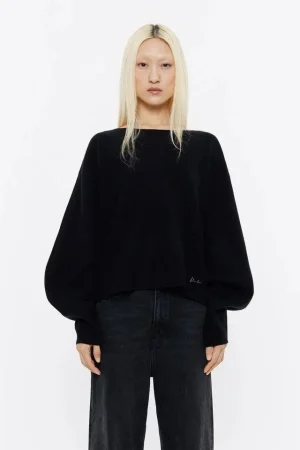 Jersey lana cuello barco negro