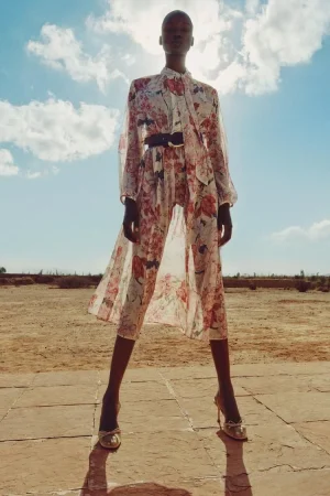 VESTIDO MIDI ESTAMPADO FLORAL CINTURÓN