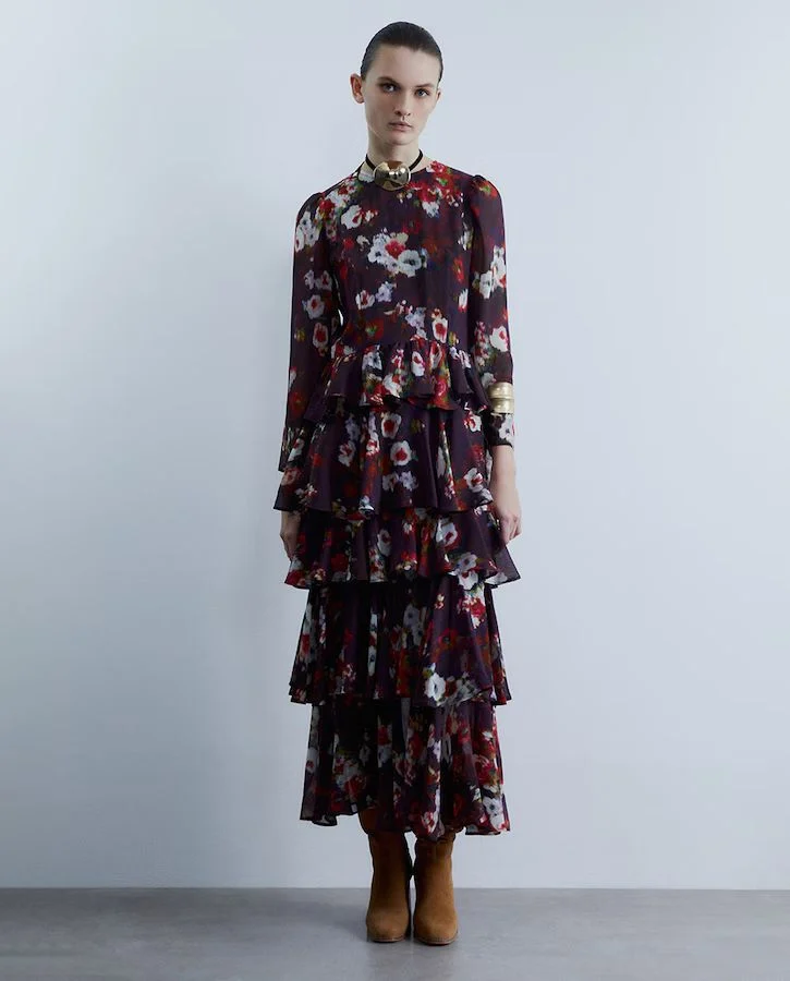 Vestido largo volantes