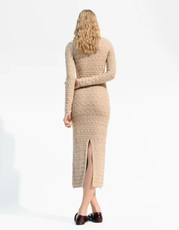 Vestido midi bardot calados rústico