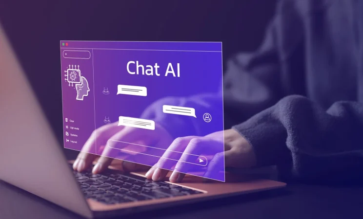 chat bot chat with ai artificial intelligence technology woman using laptop computer chatting with intelligent artificial intelligence asks answers he wants Merca2.es