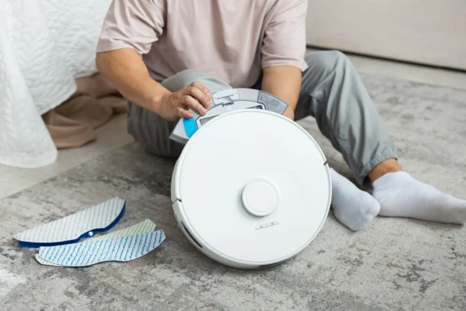 La nueva Roomba o Conga que además de limpiar tu casa, la ordena 79 Merca2.es front view man with robotic vacuum cleaner home Merca2.es