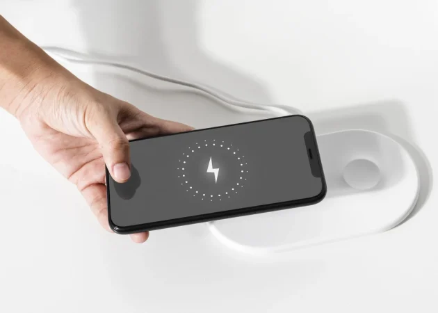 hand connecting smartphone wireless charger Merca2.es