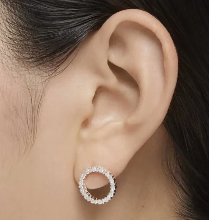 Pendientes medianos disco de plata Straight