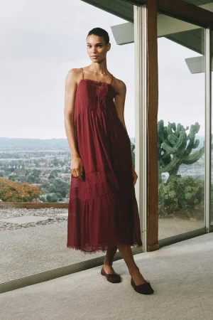 VESTIDO MIDI COMBINADO ENCAJE