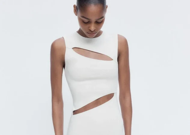5. Vestido midi ajustado con detalles cut-out