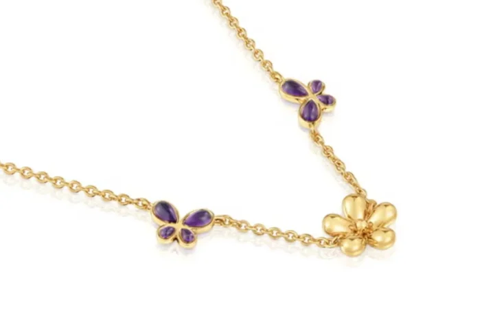 Características del anillo con baño de oro de 18 kt sobre plata y amatista Daisy