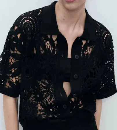 Cárdigan crochet de Mango (49,99 euros)