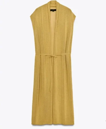 8. Chaleco largo de punto con lino - 29,95€