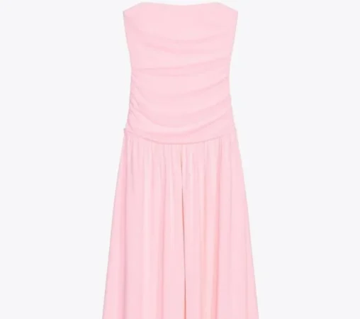 2. Vestido largo combinado con detalle satinado