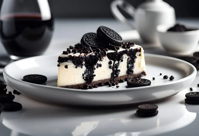 Tarta casera de galletas Oreo: Un dulce irresistible 38 Merca2.es oreo cheesecake food photography blurred background Merca2.es