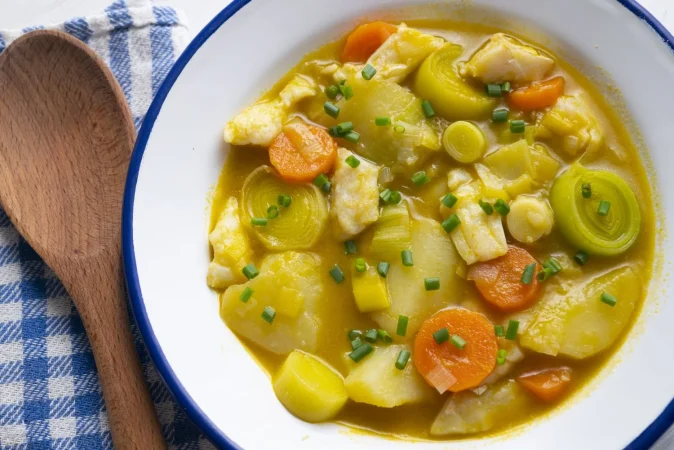 porrusalda bacalao it is stew that is prepared cocotte with potatoes carrots leeks onion Merca2.es
