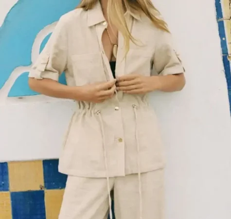 Camisa safari con lino