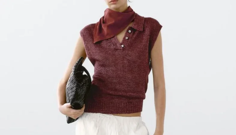 3. Top de punto efecto delavé 100% lino – ahora 40 € (33% de descuento)