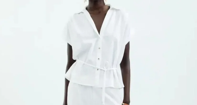 7. Blusa con lino y cinturón - 25,95€