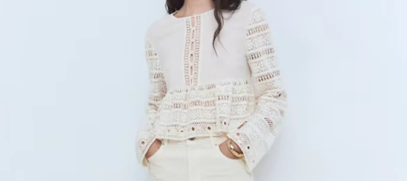 Blusa con detalles calados: frescura romántica