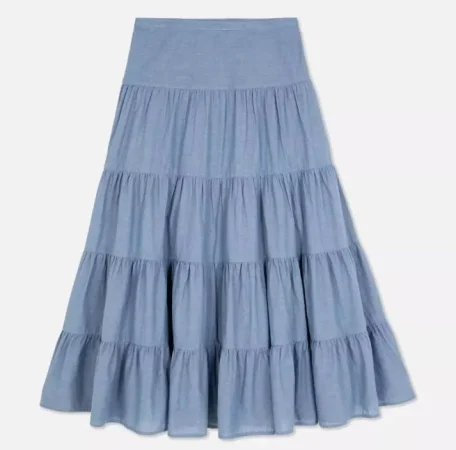 Faldas largas a las capas de mezclilla de mezclilla