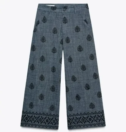 8. Pantalón tipo culotte con bordados – 29,95 €