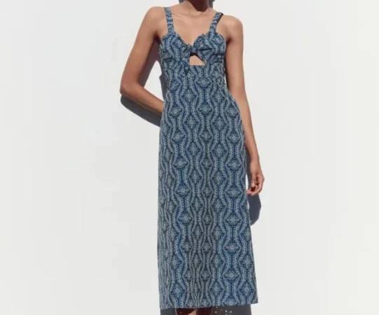 Vestido midi bordados perforados engomados: inspiración marinera
