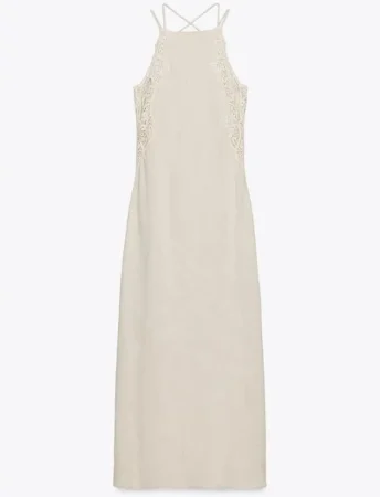 4. Vestido midi con crochet: romanticismo veraniego