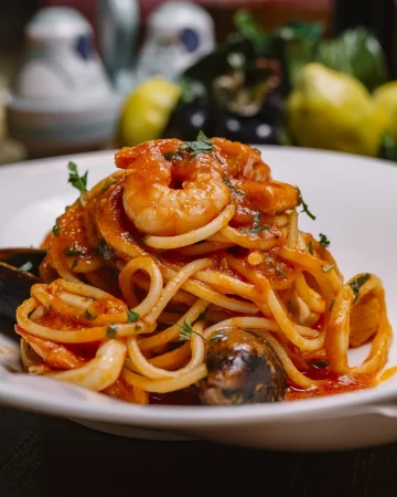 cerca de espagueti de mariscos con mejillones salsa de tomate camarones y perejil Merca2.es