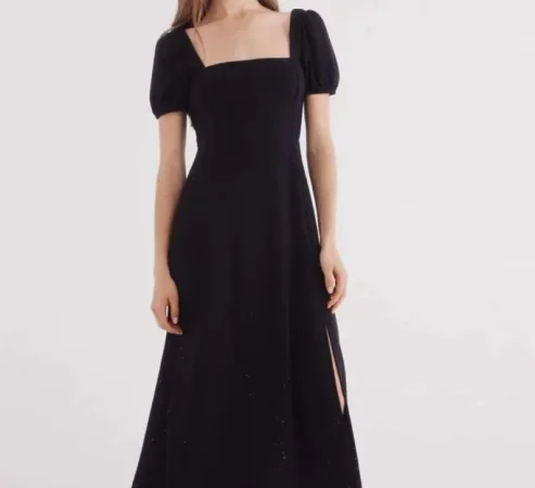 El comodín infalible: vestido midi negro de lino