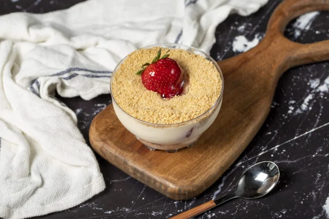 Cómo preparar unas natillas caseras con galleta como las de toda la vida 44 Merca2.es magnolia de fresa magnolia postre en cuenco con crema y fresa Merca2.es